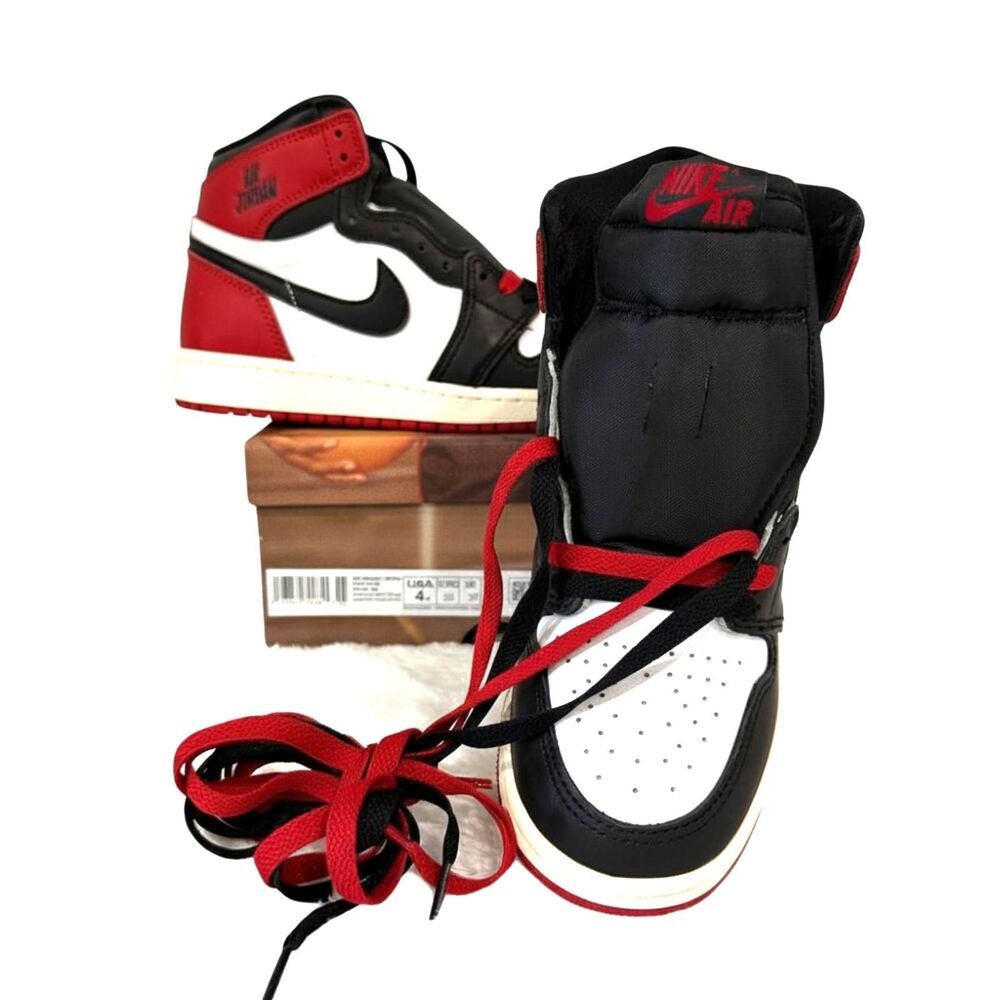 Nike Air Jordan 1 Retro High OG GS Black Toe Reimagined 4Y FD1437-106 Red White